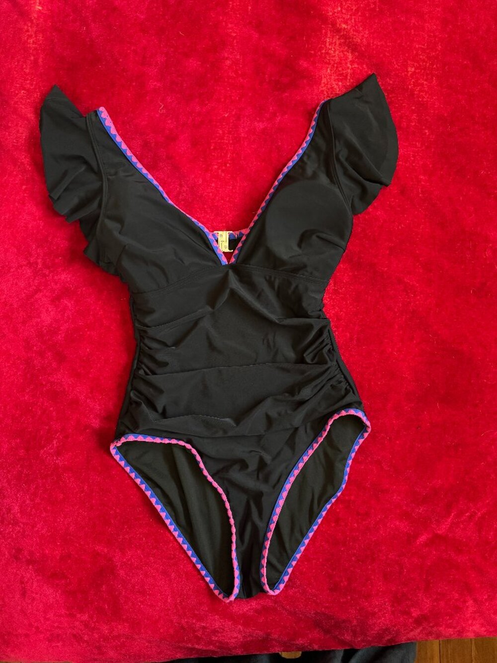 Women One Piece V Neck Shell Stitched Swimsuit Slimming Bathing Suit